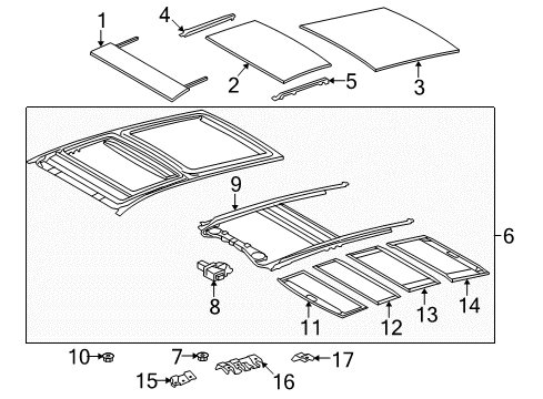 2011 Toyota Venza Sunroof Sunroof Glass Diagram for 63201-0T010