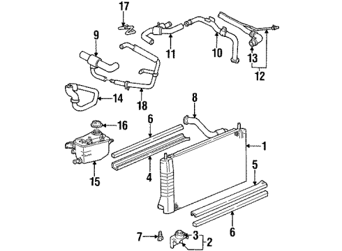 1996 Ford Taurus Radiator & Components Lower Hose Diagram for F6DZ-8286-B