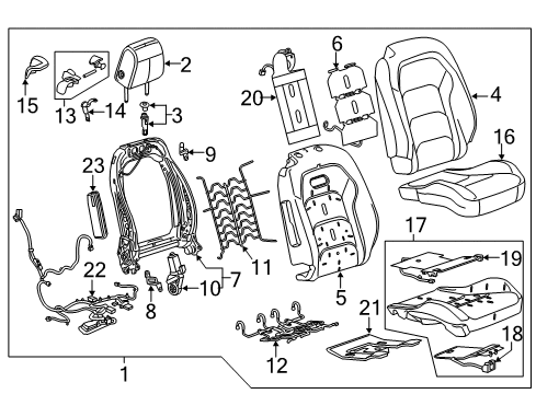 2017 Chevrolet Camaro Passenger Seat Components Cushion Cover Diagram for 84140003