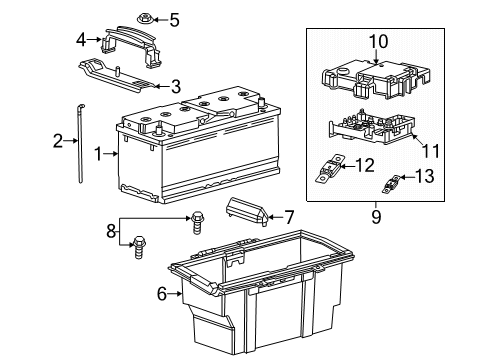 2019 Ram ProMaster 3500 Battery Bracket-Battery Hold Down Diagram for 68134584AA