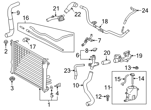 2020 Lexus ES350 Radiator & Components Reserve Tank Assembly, R Diagram for 16470-25042