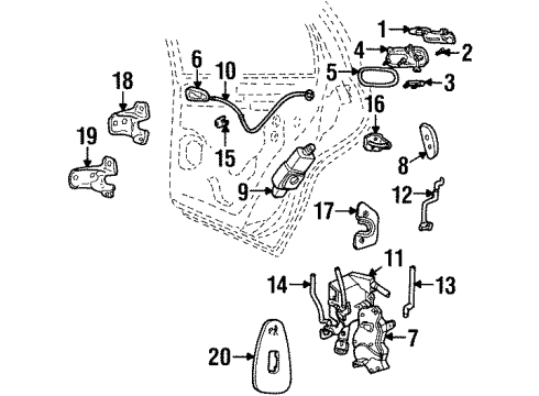 1998 Lincoln Continental Rear Door - Lock & Hardware Catch Diagram for F5OY54250A04A