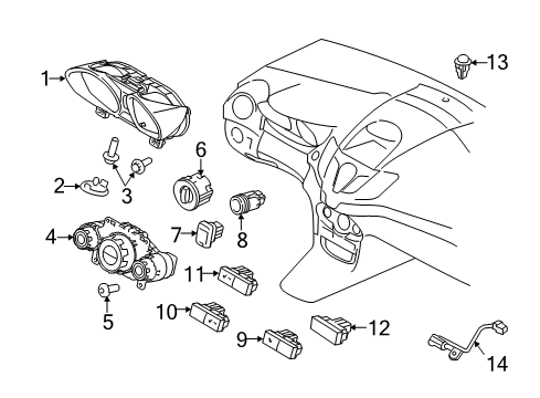 2013 Ford Fiesta Switches Cluster Assembly Diagram for DE8Z-10849-AA