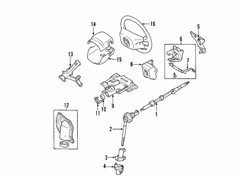 2002 Toyota Sequoia Steering Column & Wheel, Steering Gear & Linkage Wheel Assembly, Steering Diagram for 45100-0C100-B0