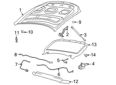 2006 Lincoln Mark LT Hood & Components Extension Diagram for 6L3Z-16916-AA