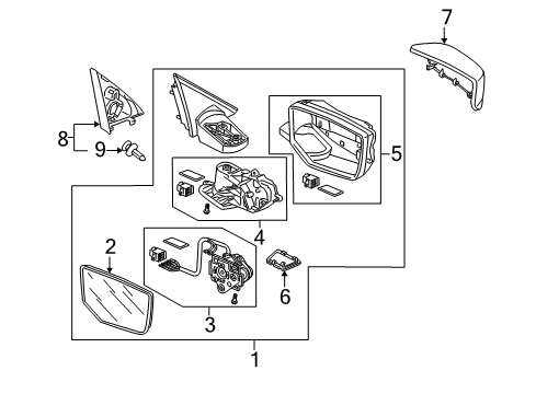2008 Honda Accord Mirrors Mirror Assembly, Passenger Side (R1400) (R.C.) Diagram for 76208-TE0-A01