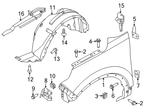 2011 Ford Explorer Fender & Components Fender Diagram for BB5Z-16005-A