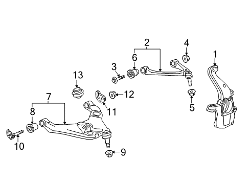 2019 Chevrolet Colorado Front Suspension Components, Lower Control Arm, Upper Control Arm, Stabilizer Bar Adjust Cam Nut Diagram for 11610463