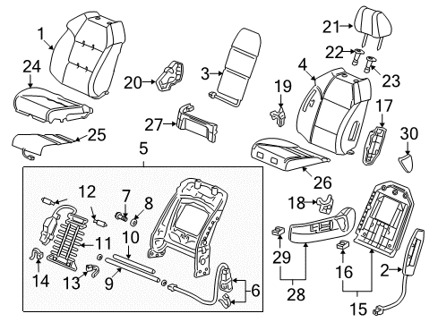 2008 Acura MDX Power Seats Cover, Driver Side Reclining (Outer) (Graphite Black) Diagram for 81638-STX-A01ZA