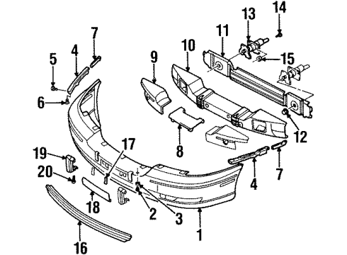 1999 Cadillac Catera Front Bumper Guide Nut Diagram for 11094002