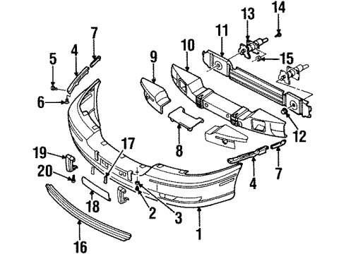 1999 Cadillac Catera Front Bumper Bumper Guard Bolt Diagram for 15709065