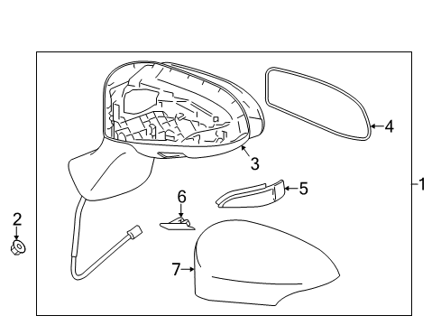 2014 Toyota Venza Outside Mirrors Mirror Assembly Diagram for 87910-0T040-E1