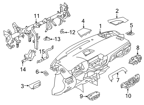 2019 Nissan Altima Cluster & Switches, Instrument Panel Switch Sunroof Diagram for 25450-6CA1A