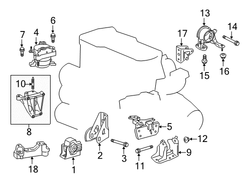 2012 Scion tC Engine & Trans Mounting Side Mount Bracket Diagram for 12325-36020