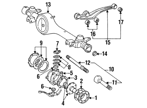 1992 Toyota Land Cruiser Front Axle & Carrier Axle Shaft Assembly Diagram for 43420-60110