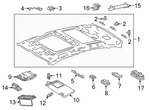 2019 Lexus LS500 Interior Trim - Roof Lamp Sub-Assembly, Map Diagram for 81208-50140-E0