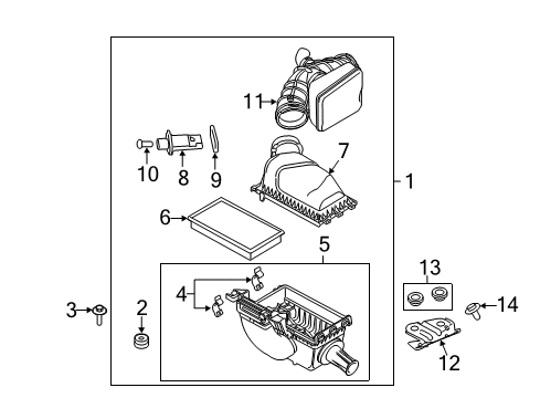2010 Lincoln MKT Air Intake Air Cleaner Assembly Diagram for 8A8Z-9600-A