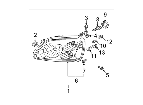 2004 Mitsubishi Galant Bulbs Bulb Diagram for MS820948