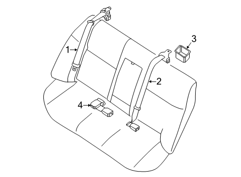 2018 Nissan Maxima Rear Seat Belts Seat Belt Extender - Second (outer) and Third Row Diagram for 86848-01A17