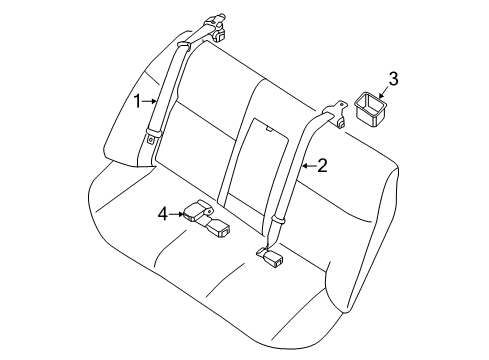 2018 Nissan Maxima Rear Seat Belts Seat Belt Extender -Second (outer) & Third Row Diagram for 86848-01A17