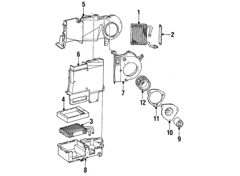 1997 Ford Aerostar Blower Motor & Fan Heater Core Seal Diagram for E99Z18658A