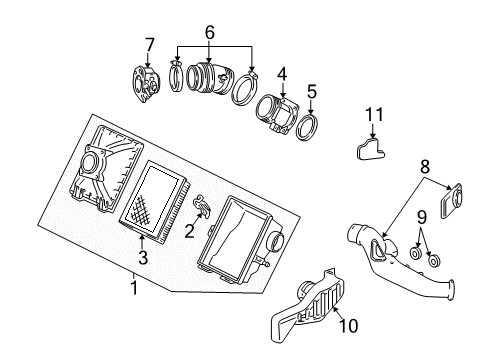 2002 Ford Taurus Air Intake Outlet Tube Diagram for YF1Z-9B659-BA