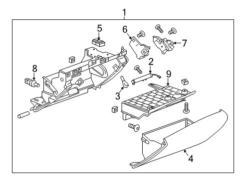 2020 Cadillac CT6 Glove Box Glove Box Assembly Damper Diagram for 84030883