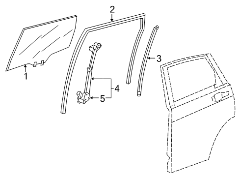 2017 Honda CR-V Rear Door - Glass & Hardware Channel, Left Rear Door Run Diagram for 72775-TLA-A01