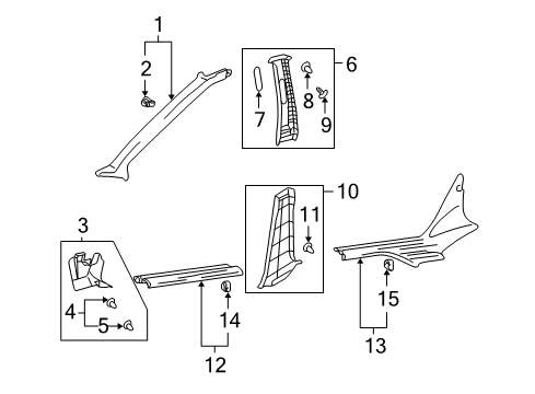 2002 Hyundai Sonata Interior Trim - Pillars, Rocker & Floor Trim Assembly-Center Pillar Upper RH Diagram for 85840-3D200-OI