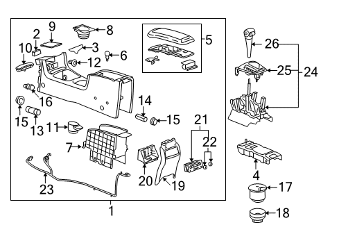 2005 Chevrolet Malibu Console Console Asm-Front Floor *Neutral Diagram for 10361987