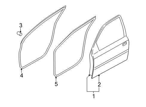 2009 Kia Rio5 Front Door WEATHERSTRIP-Front Door Body Side Diagram for 821101G001