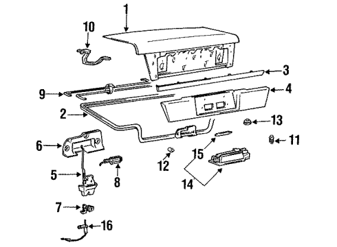1995 Hyundai Elantra Trunk Lid Trunk Lid Lock Assembly Diagram for 81250-28A00