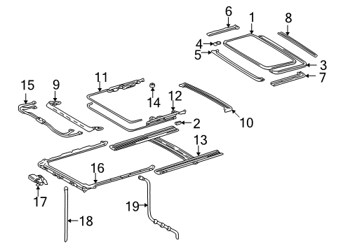 2001 Lexus LX470 Sunroof Cable, Sliding Roof Drive, RH Diagram for 63223-60030