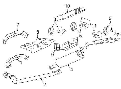 2006 Pontiac Montana Exhaust Components Muffler & Pipe Diagram for 15902776