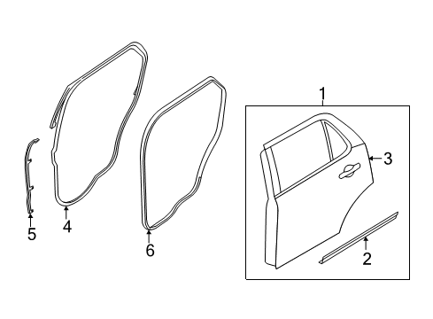 2018 Ford Police Interceptor Utility Rear Door Front Weatherstrip Diagram for BB5Z-7825325-B