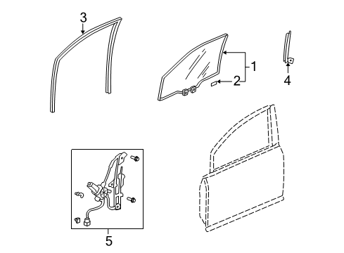 2007 Honda Fit Front Door Regulator Assembly, Right Front Door Power Diagram for 72210-SAA-G02