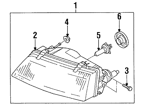 1997 Infiniti I30 Bulbs Right Headlight Assembly Diagram for 26010-53U25