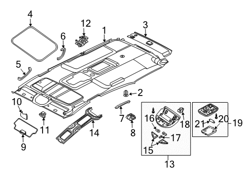 2008 Infiniti QX56 Sunroof Lamp Assembly-Room Diagram for 26410-ET000