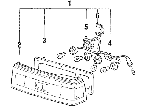 1987 Honda Accord Combination Lamps Taillight Assy., R. Diagram for 33500-SE0-A02