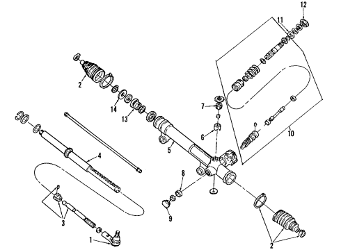 1993 Lincoln Continental P/S Pump & Hoses, Steering Gear & Linkage Gear Assembly Diagram for F3OZ-3504-ACRM
