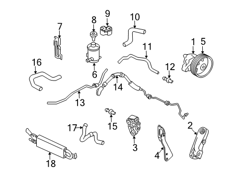 2006 Honda Ridgeline P/S Pump & Hoses, Steering Gear & Linkage Cover, Oil Tank Diagram for 53702-SJC-A01