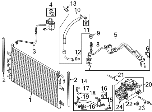 2018 Ford Flex Air Conditioner Pressure Tube Bracket Diagram for 9G1Z-19D738-A