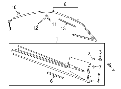 2016 Cadillac ELR Exterior Trim - Pillars, Rocker & Floor Reveal Molding Clip Diagram for 23123462