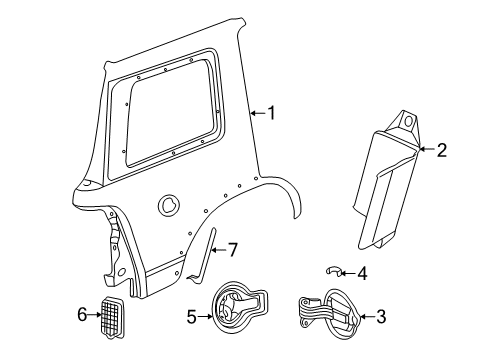 2003 Lincoln Aviator Quarter Panel & Components Fuel Door Diagram for 8L2Z-78405A26-A