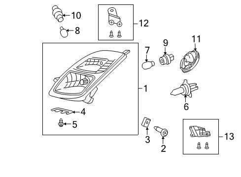 2009 Toyota Prius Bulbs Rear Cover Diagram for 81139-47060