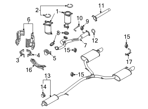 2012 Lincoln MKS Exhaust Components Muffler & Pipe Diagram for CA5Z-5230-A