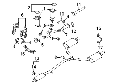 2012 Lincoln MKS Exhaust Components Front Pipe Hanger Diagram for BG1Z-54111K48-A