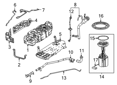 2022 Jeep Grand Wagoneer Fuel System Components STRAP-FUEL TANK Diagram for 68424170AB