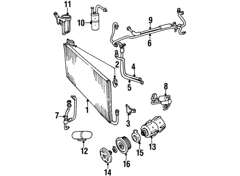 2001 Lincoln Continental A/C Condenser, Compressor & Lines Outlet Tube Diagram for F8OZ-19A705-BA