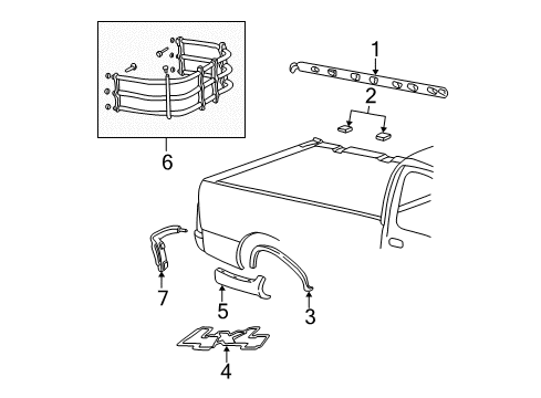 2003 Ford F-150 Exterior Trim - Pick Up Box Upper Molding Plug Diagram for F65Z-99290D90-AAA